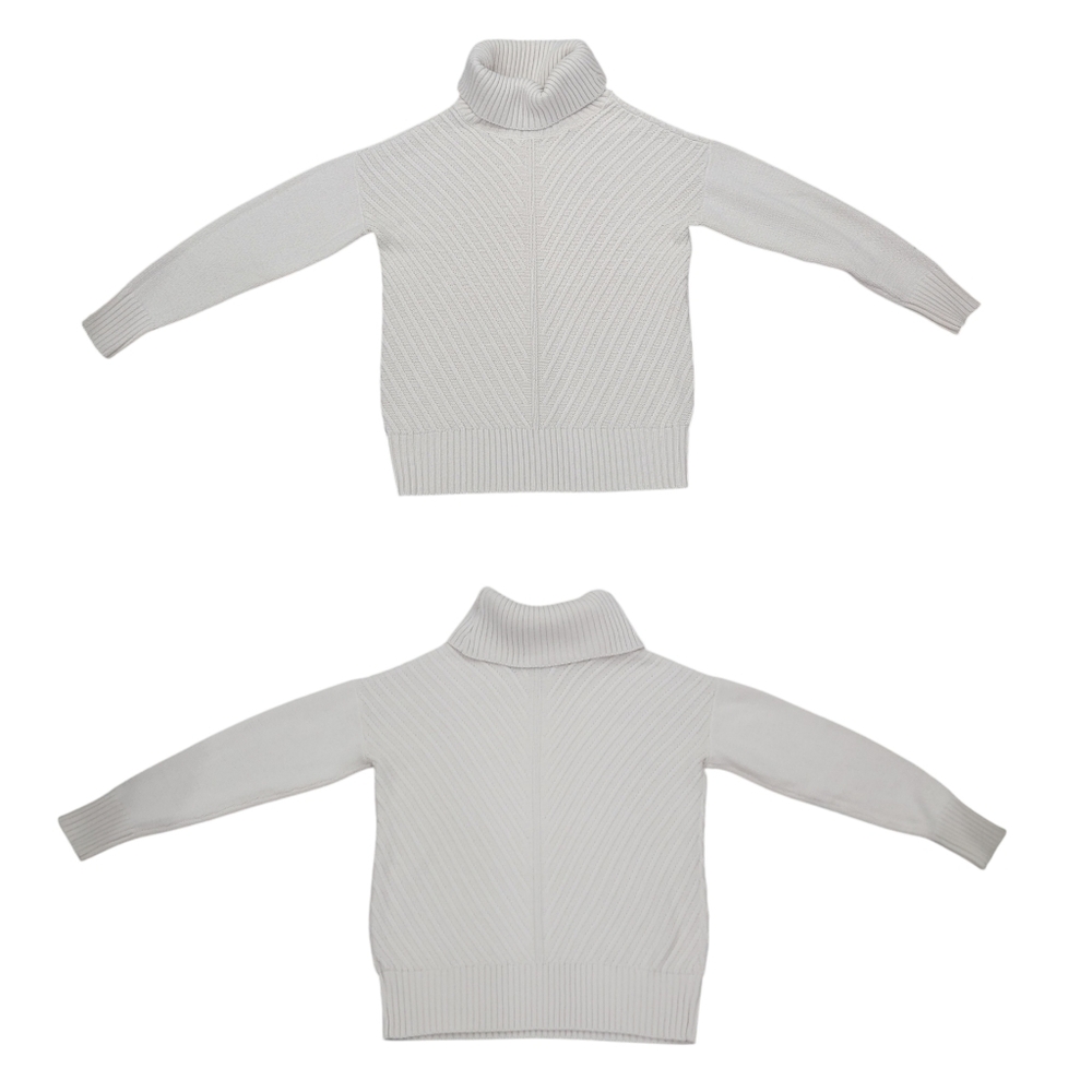 Eclipse Mitered Turtleneck Sweater Knit Neutral Cream White Pullover Wom… - Picture 8 of 16